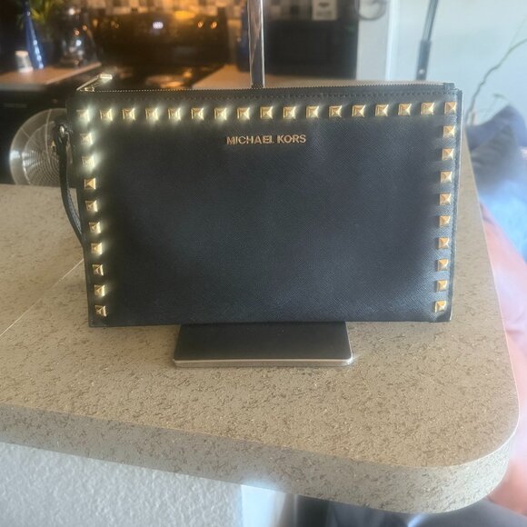 MICHAEL Michael Kors Jet Set Travel XI Clutch Wristlet Pvc Leather Studded - Picture 6 of 6